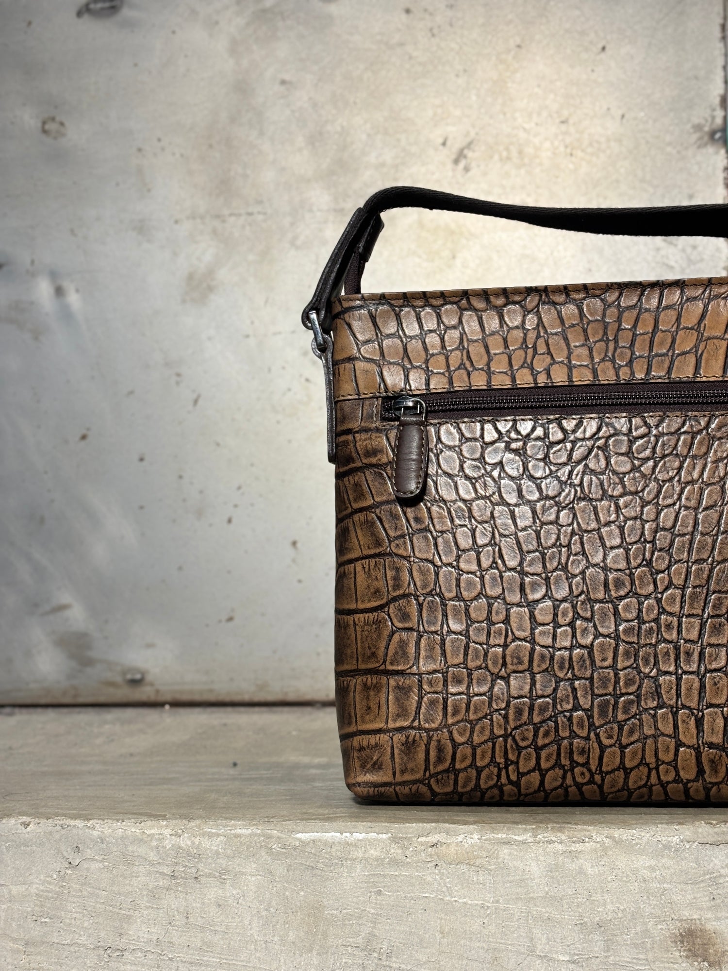 Leather Sling Bag (Crocodile Embossed)