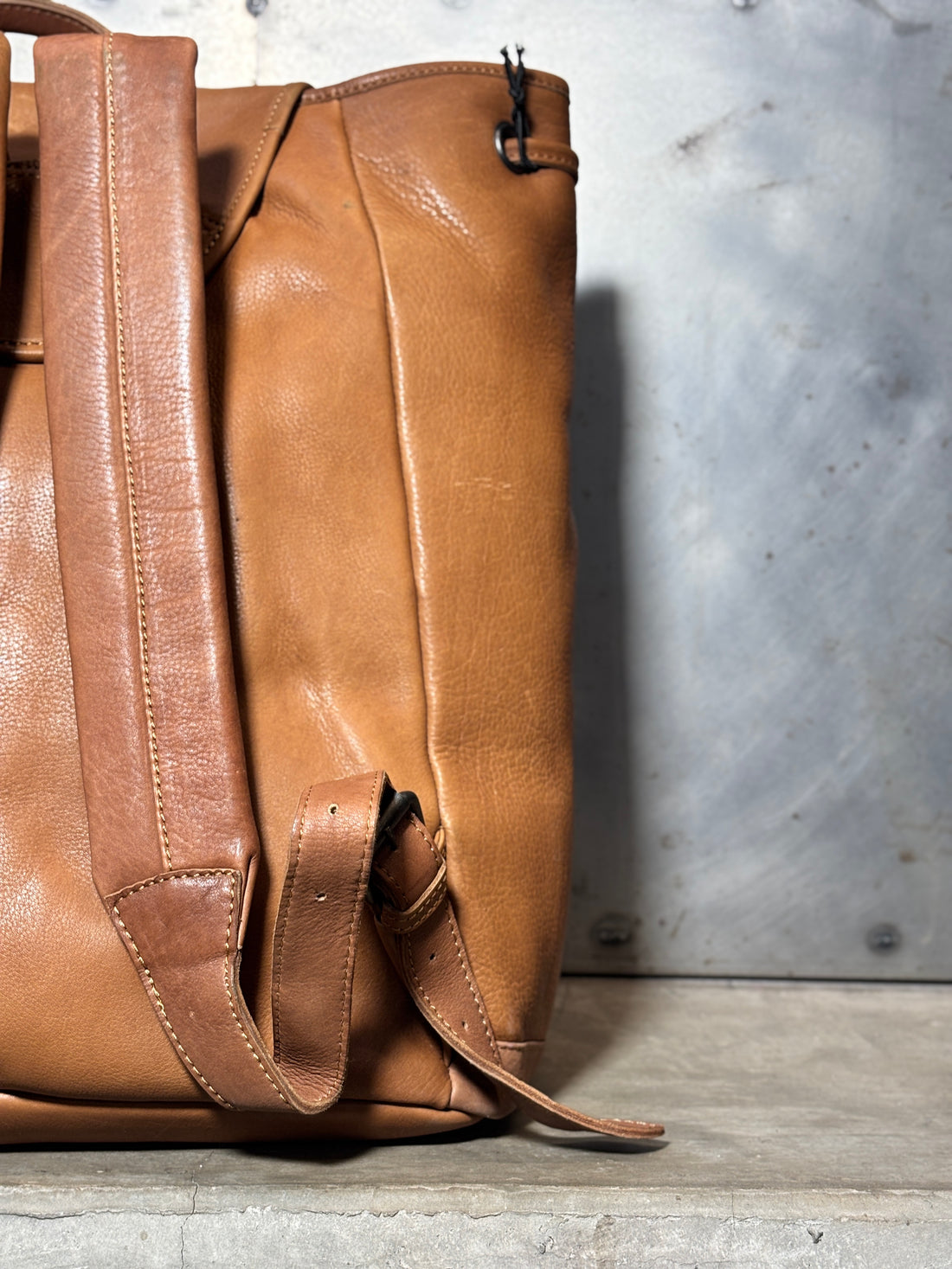 Buckle Flap Leather Backpack