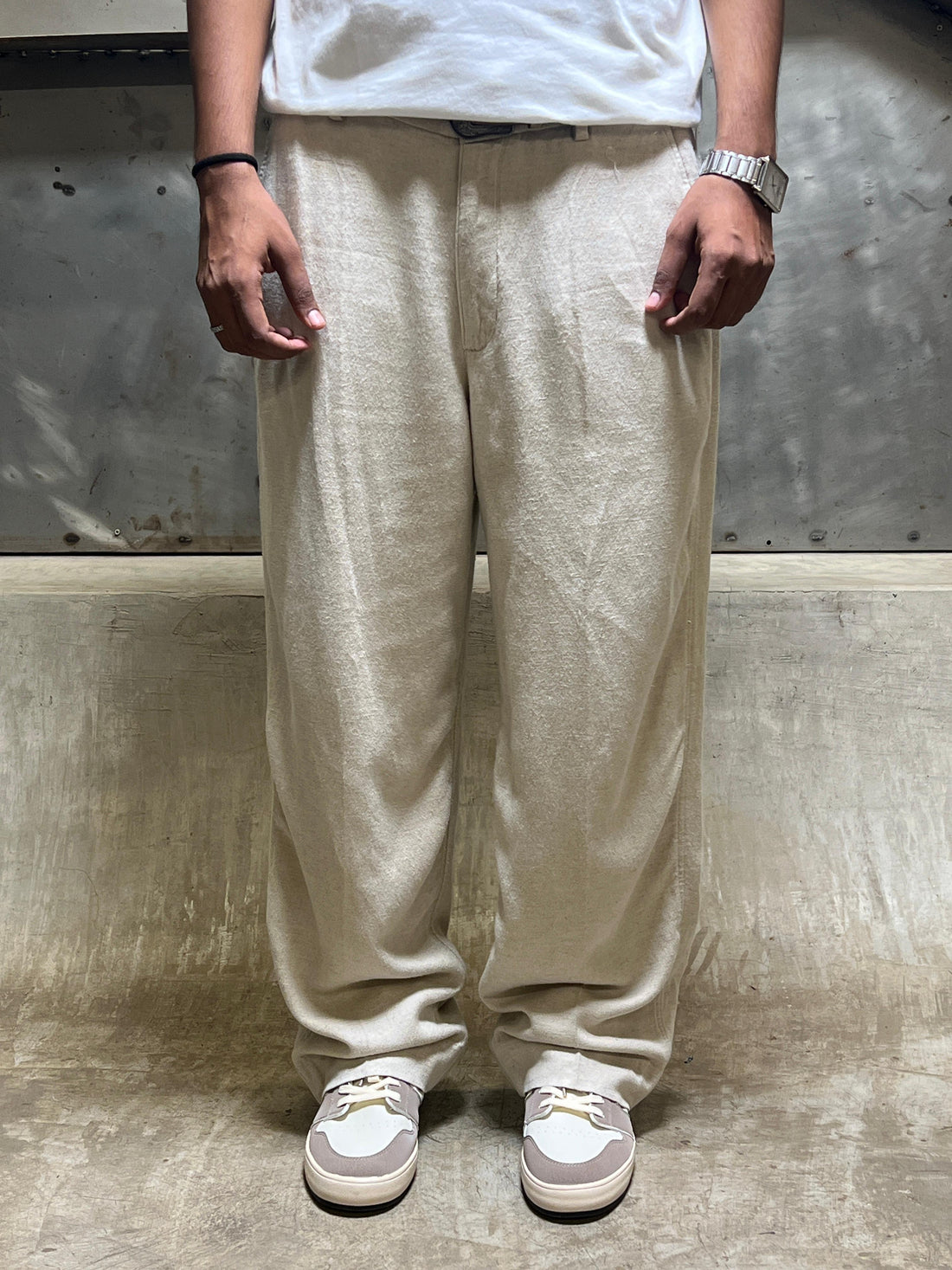 Baggy Linen-Blend Trouser (Med Brown)