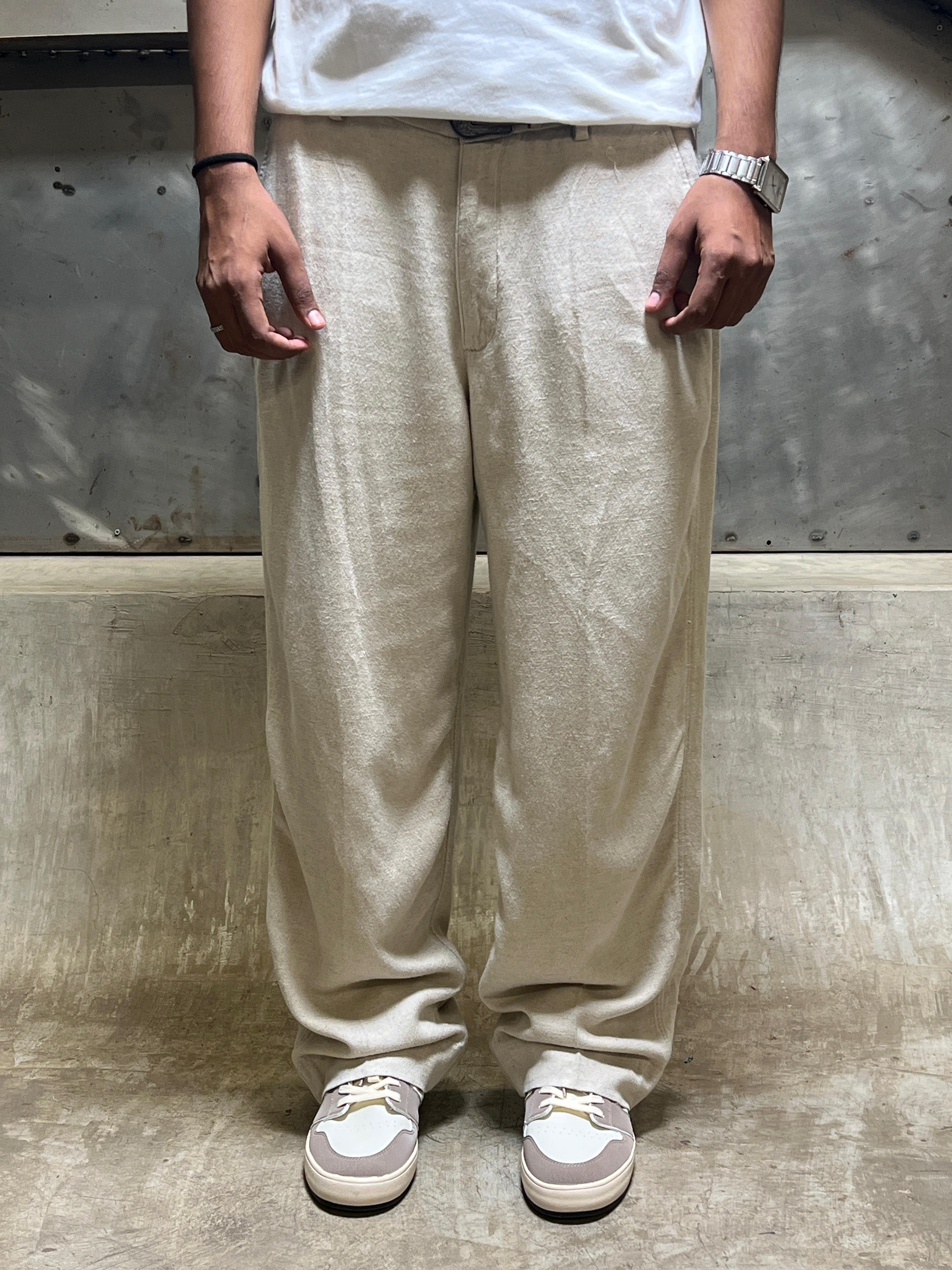 Baggy Linen-Blend Trouser (Med Brown)