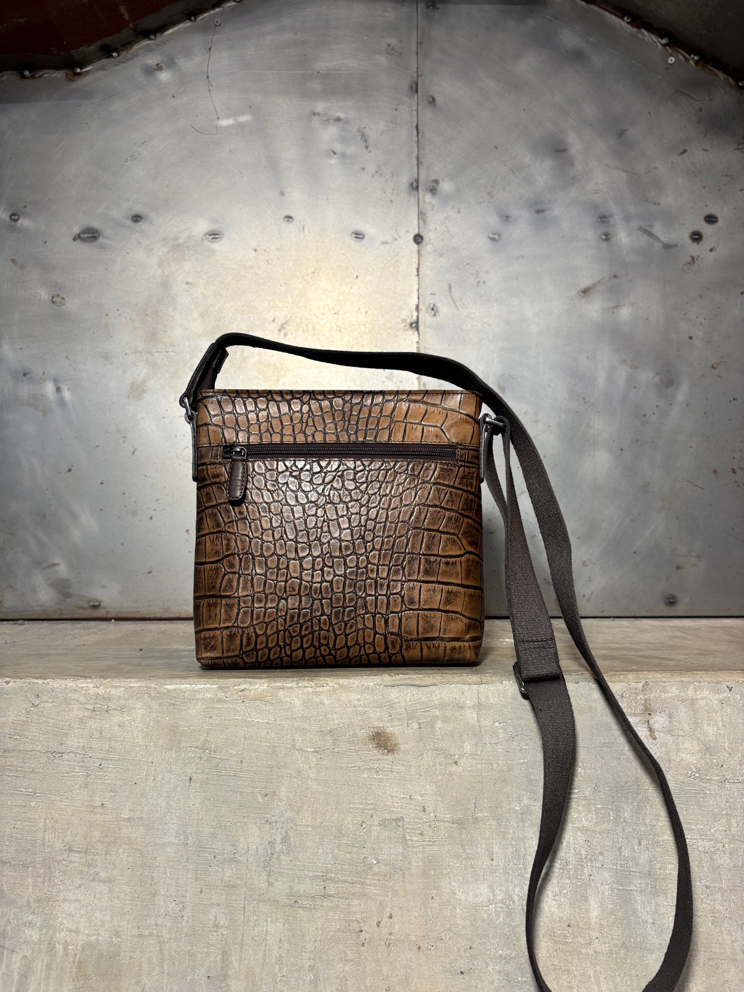 Leather Sling Bag (Crocodile Embossed)