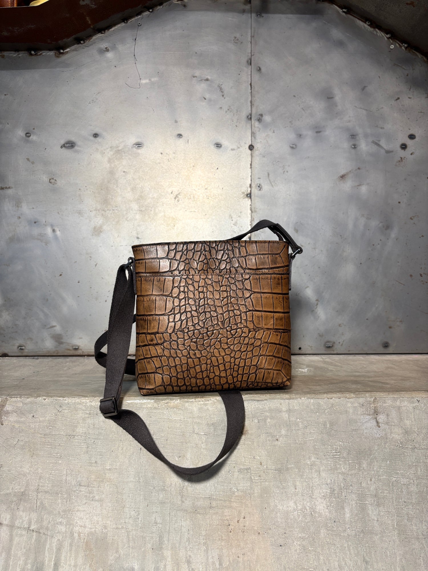 Leather Sling Bag (Crocodile Embossed)