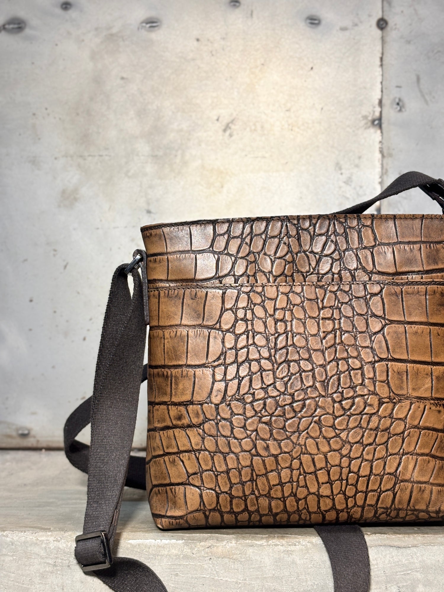 Leather Sling Bag (Crocodile Embossed)
