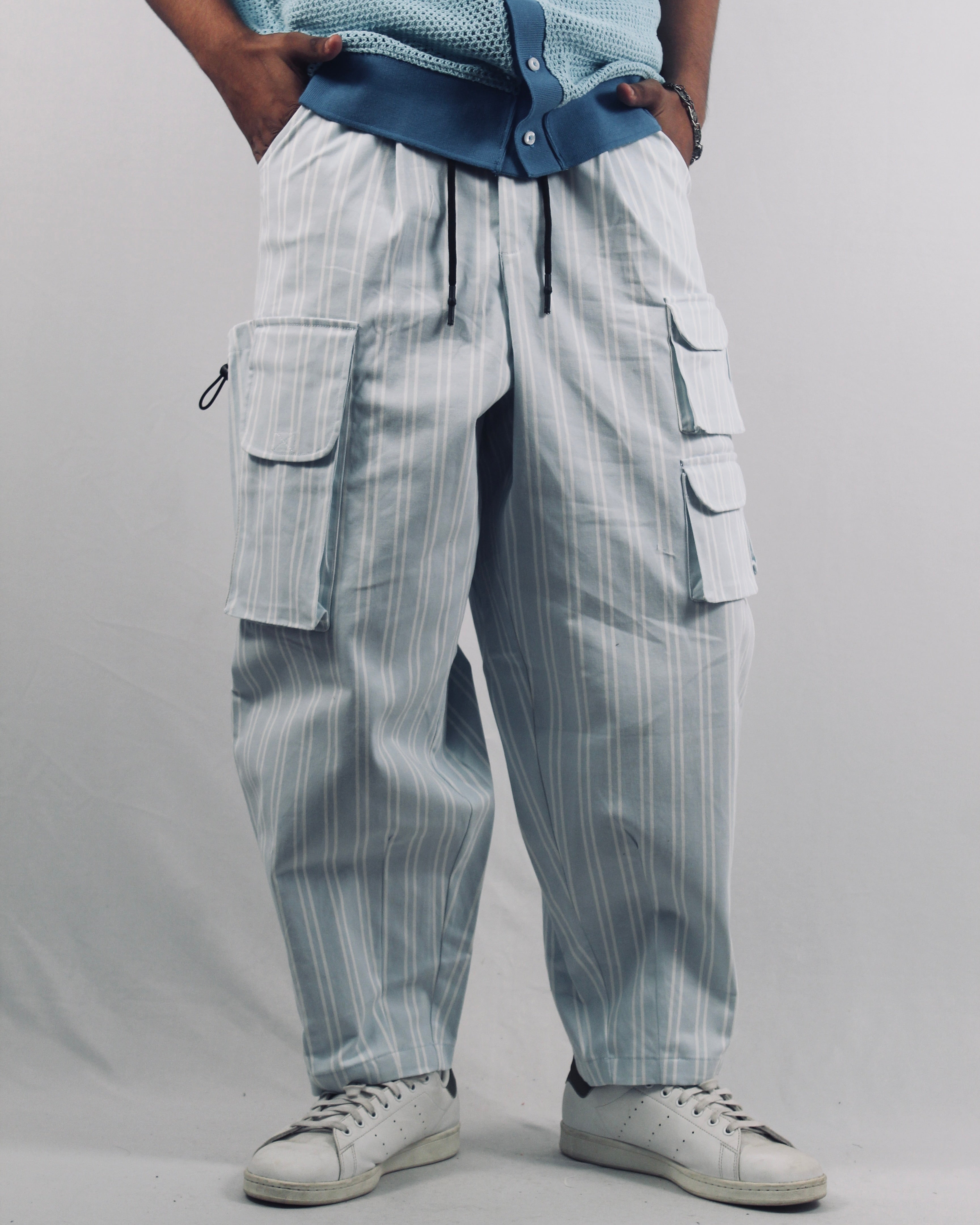 Light Blue Linear Cargo Pants