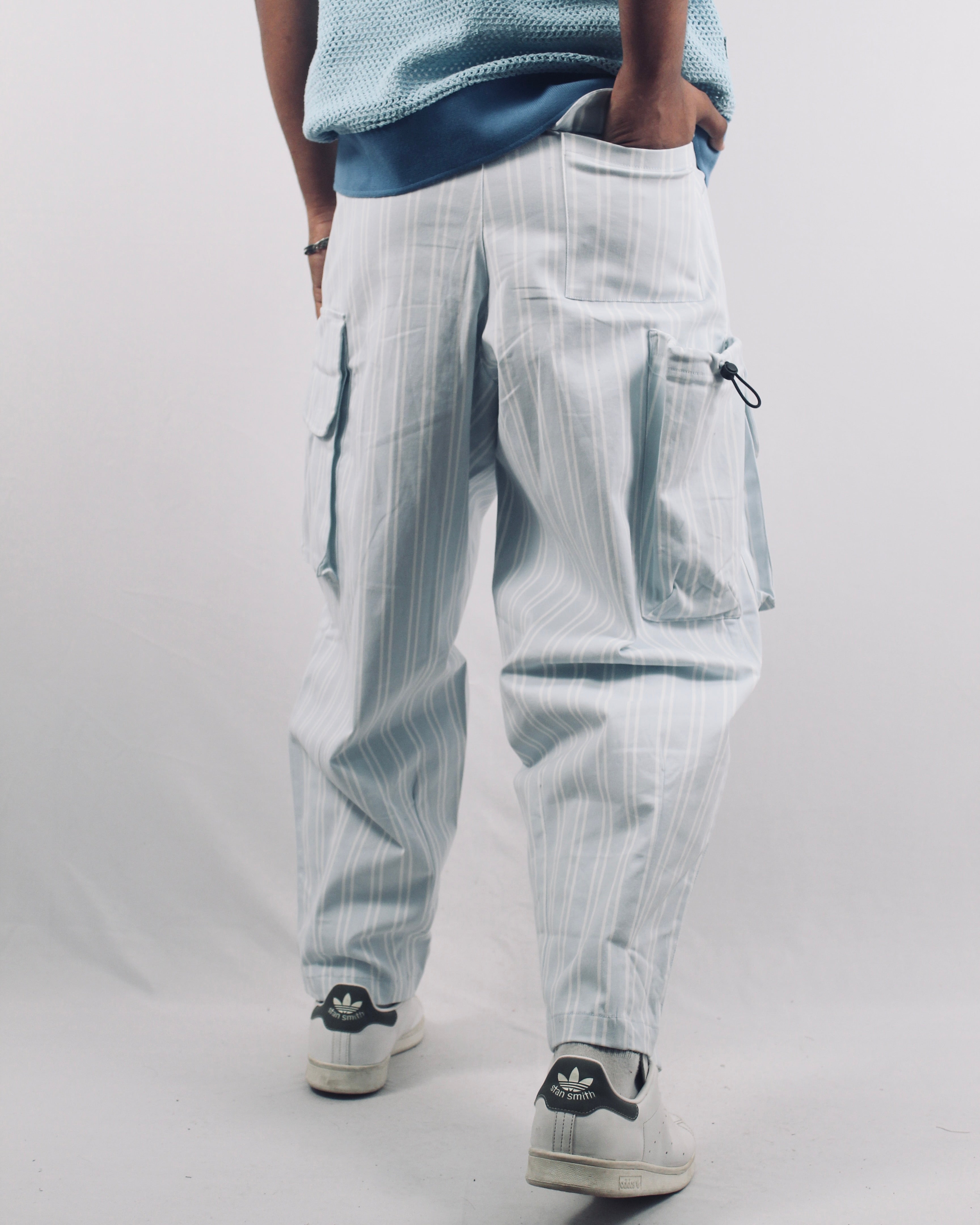 Light Blue Linear Cargo Pants