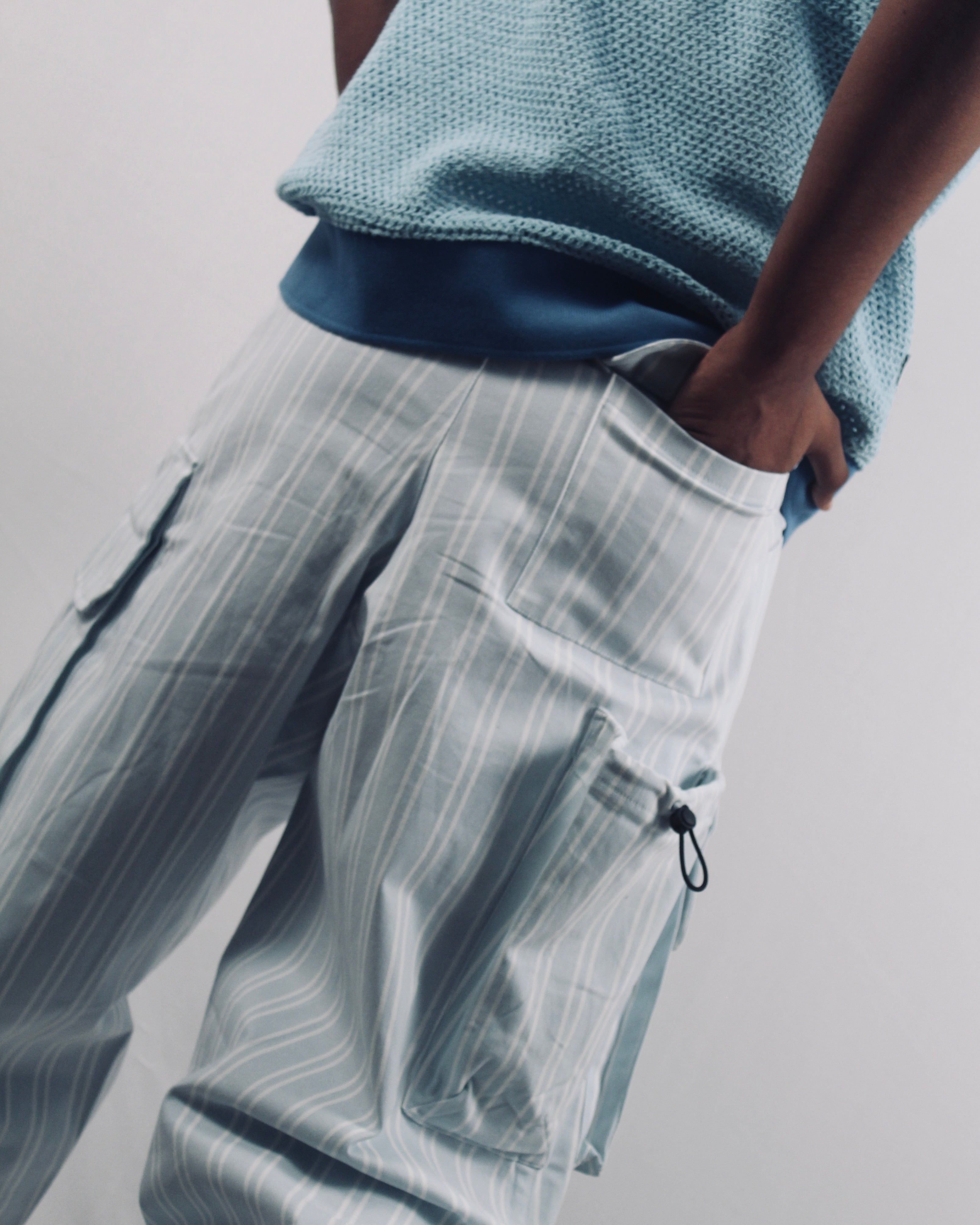 Light Blue Linear Cargo Pants