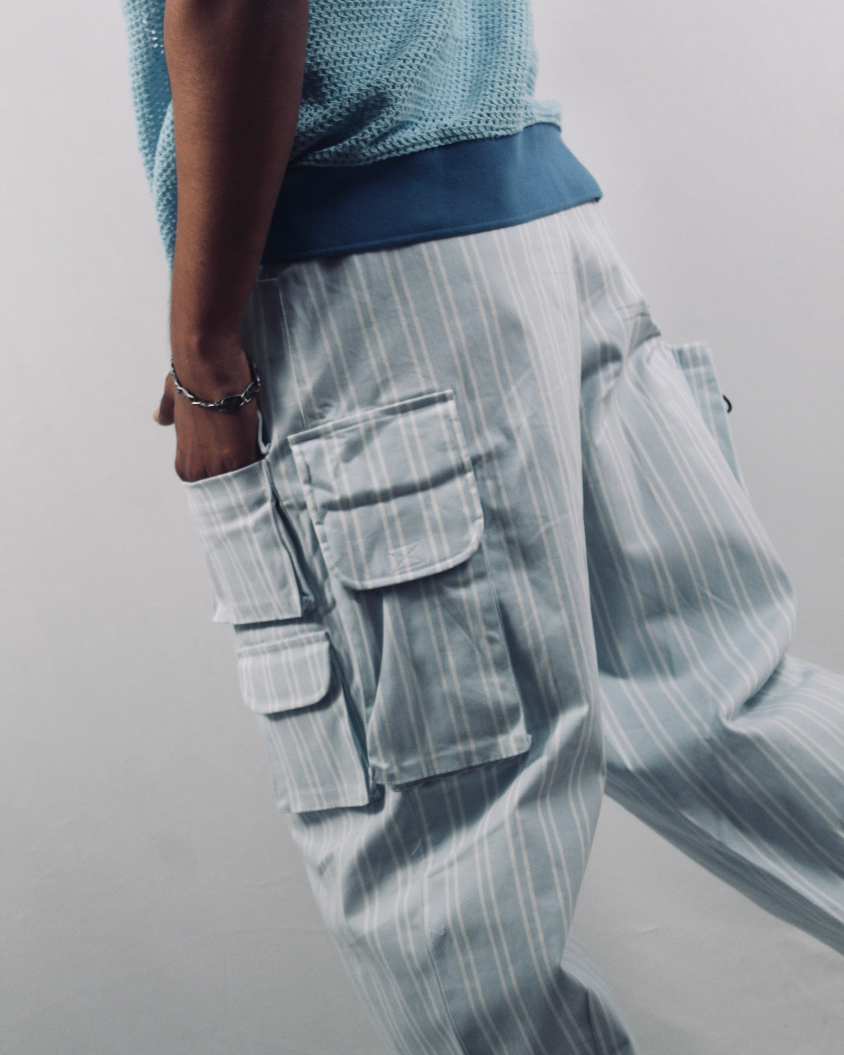 Light Blue Linear Cargo Pants