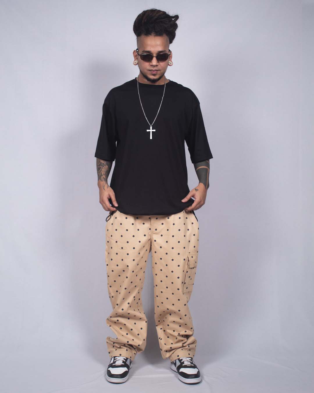 Dotted Clown Pants - Black on Beige