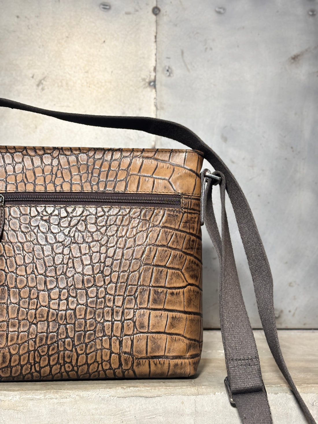 Leather Sling Bag (Crocodile Embossed)