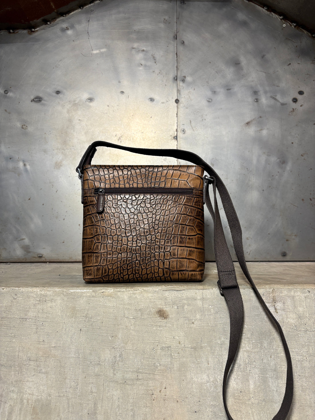 Leather Sling Bag (Crocodile Embossed)