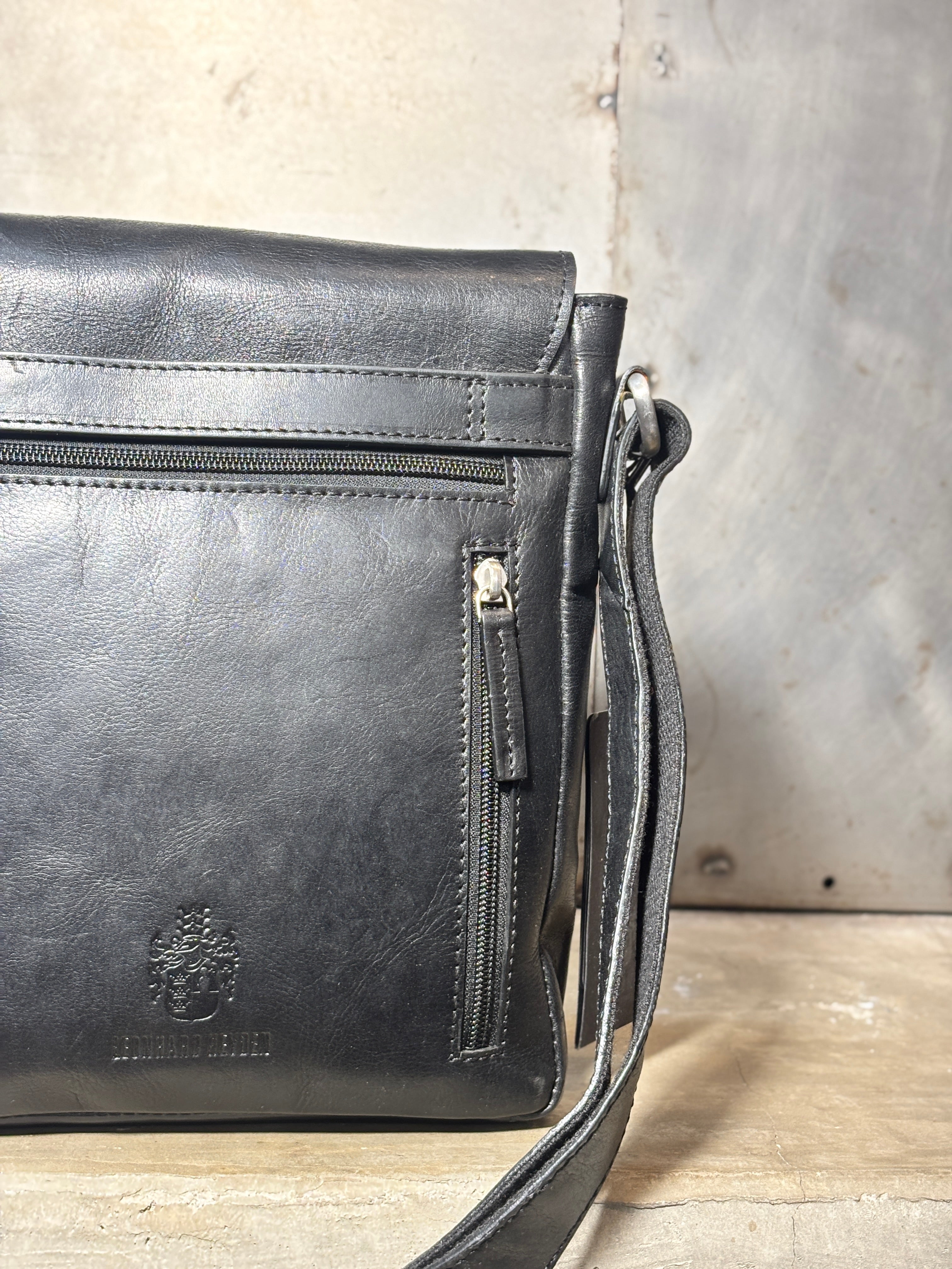 Leather Sling Bag (Black)