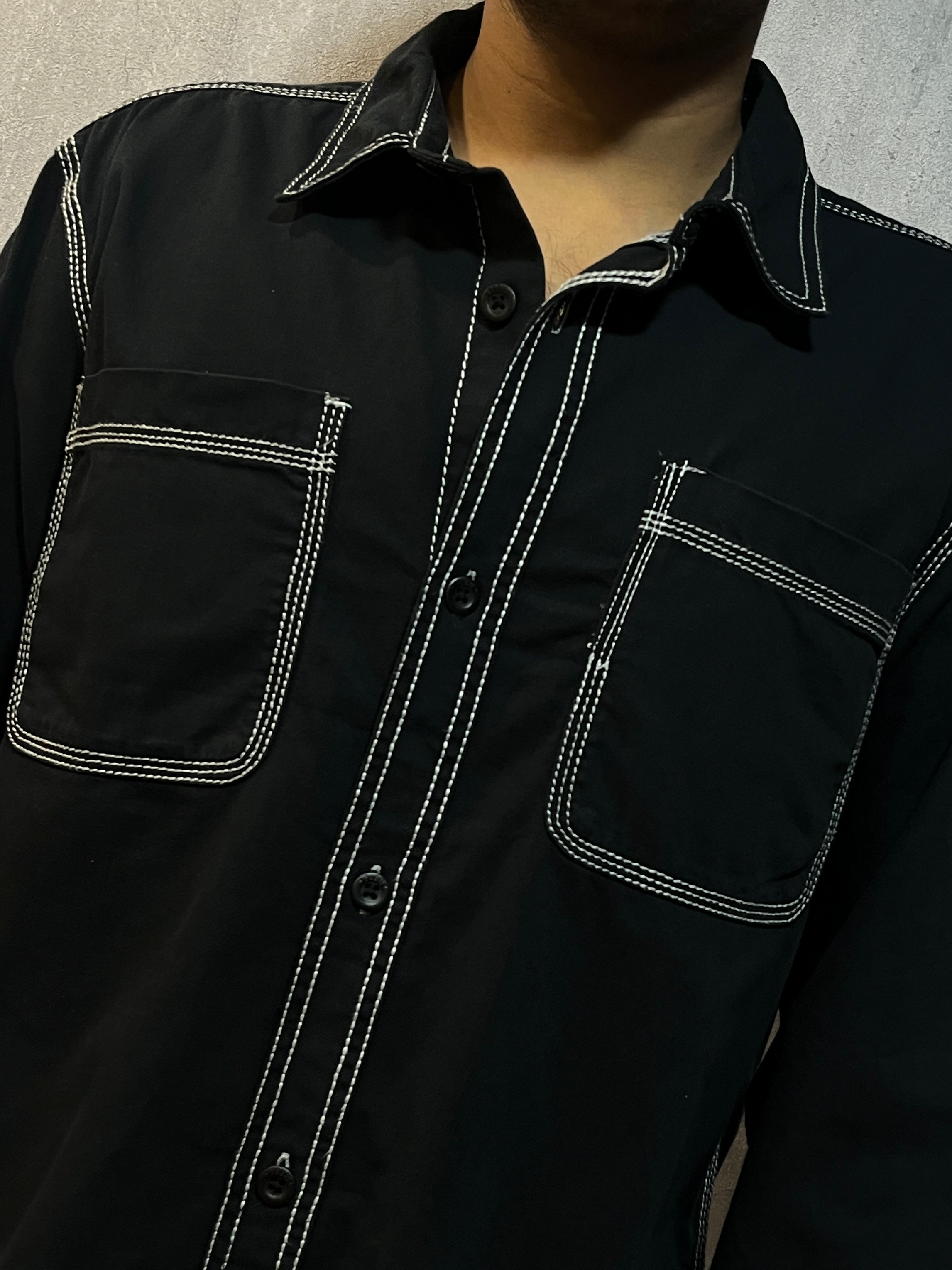 Contrast Stitch Shirt - Black