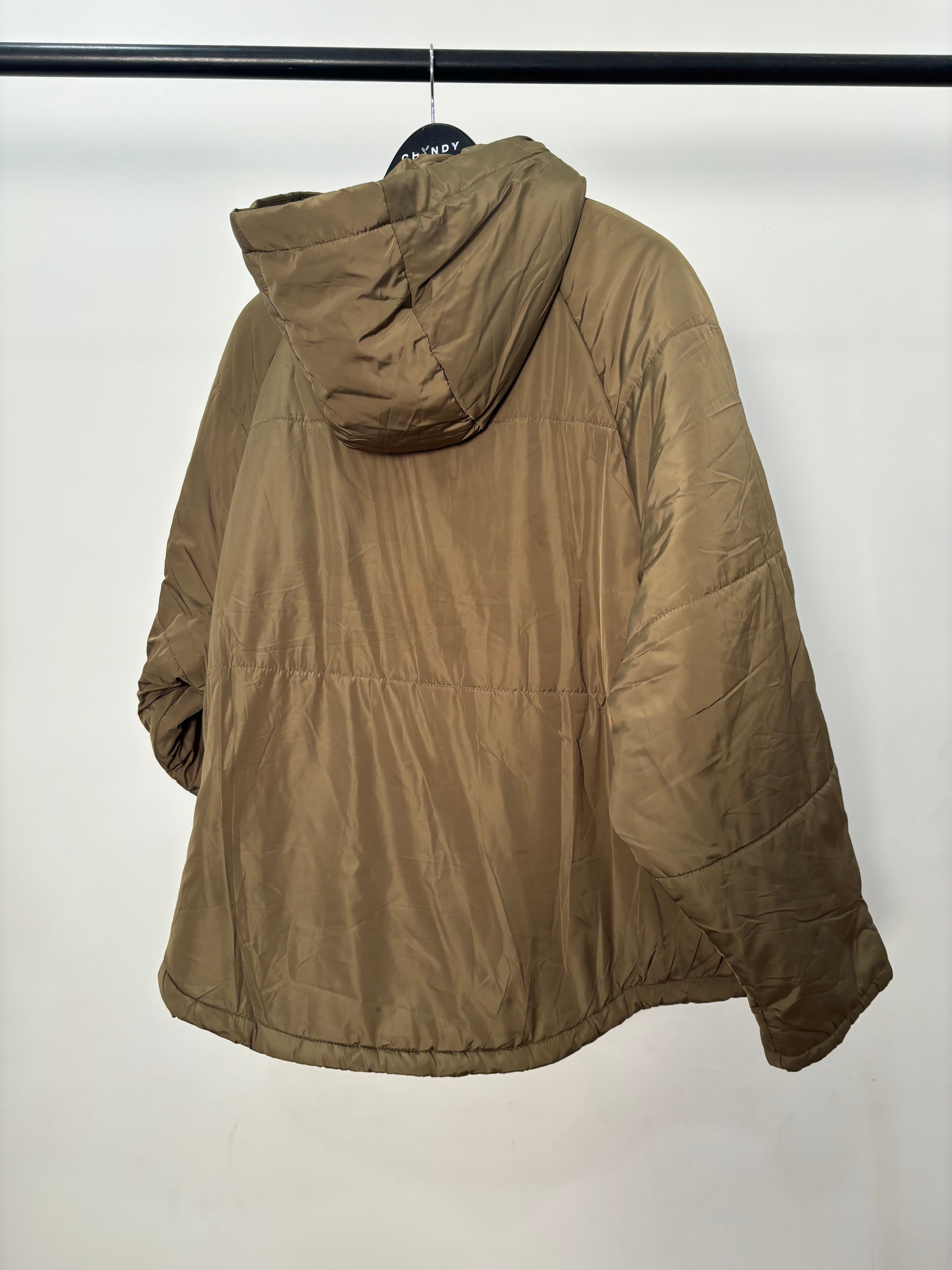 Olive Green Poncho Style Puffer Jacket