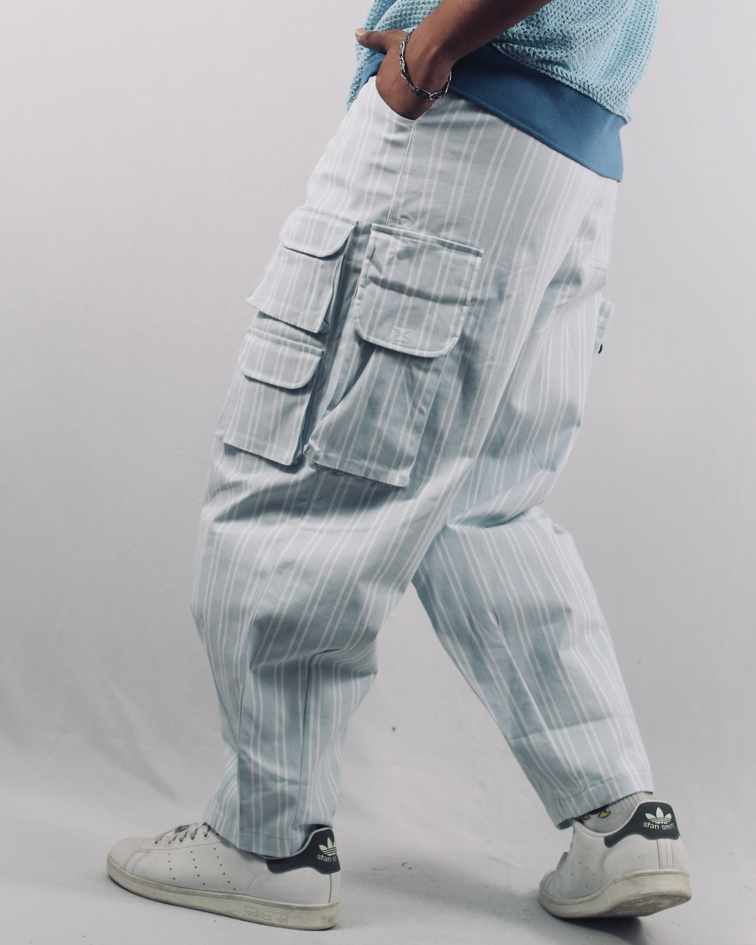 Light Blue Linear Cargo Pants