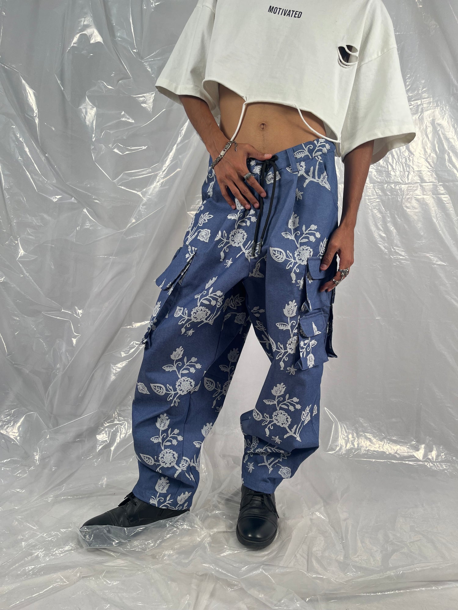 Blue Blossom Cargo Pants