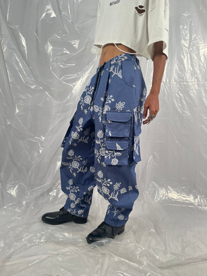 Blue Blossom Cargo Pants